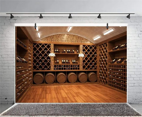 Miniatura 3 de Laeacco Bodega de vino francesa Backdorps 10x6.5ft Fondo de fotografía de vinilo de madera para almacenamiento de vino tinto champán Celebración