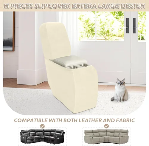 Miniatura 3 de Arfntevss Fundas de sofá seccional reclinable de terciopelo, Funda de sofá seccional de esquina para sofá reclinable, Funda elástica suave