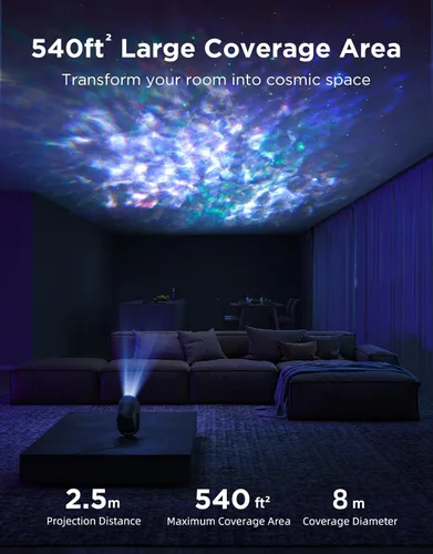 Miniatura 4 de Govee Luces de proyector de estrellas, efecto nebulosa colorida de 7 zonas, compatible con Matter, cobertura de 540 pies², luces de techo LED