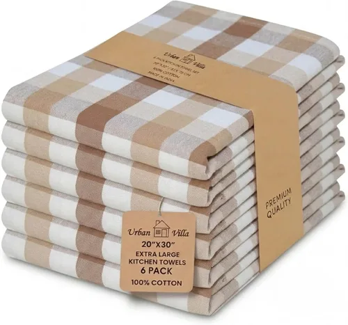 Miniatura 22 de Urban Villa Toallas de cocina 100% algodón, paquete de 6, altamente absorbentes, de secado rápido, súper suaves, de primera calidad, para cocina