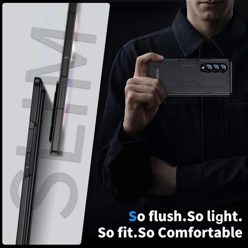 Miniatura 6 de Funda para Samsung Z-Fold-3: [Soporte oculto] [Carga inalámbrica] Funda delgada con protección de bisagra ligera con protector de pantalla - Funda