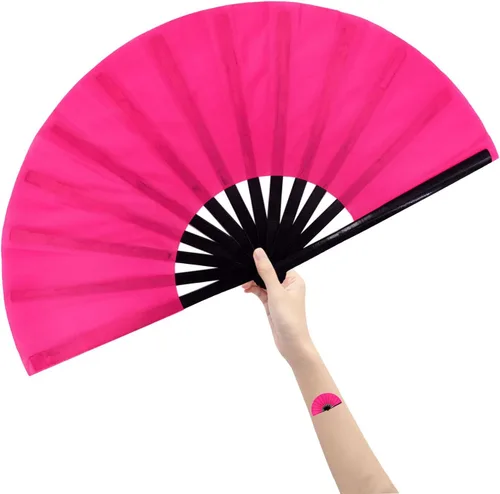 Miniatura 10 de Abanico grande plegable para baile de línea, ventilador de aplausos para botas en el suelo, fiesta, decoración, festival (negro)
