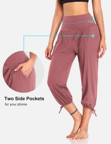 Miniatura 4 de DIBAOLONG - Pantalones de yoga para mujer, pantalones capri sueltos para entrenamiento, pantalones deportivos cómodos con bolsillos