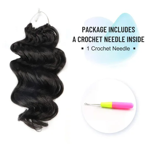 Miniatura 4 de Cabello de ganchillo Ocean Wave - 8 pulgadas, 8 paquetes de cabello de ganchillo corto rizado negro natural, extensiones de cabello sintético