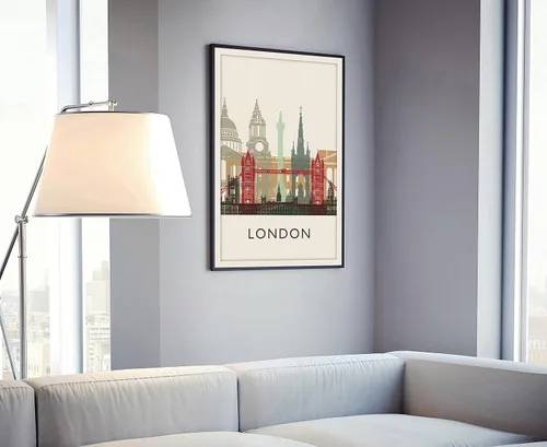 Miniatura 2 de Póster de ilustración de Londres, impresión de paisaje urbano y monumento de Inglaterra, arte de pared para el hogar, decoración de oficina, 16 x 20