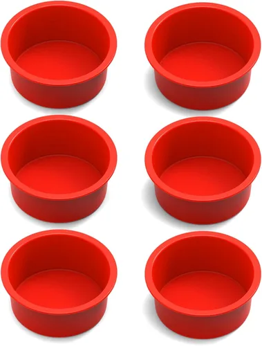 SILIVO Molde para pasteles de 4 pulgadas (paquete de 6) – Mini moldes de silicona para tartas, moldes pequeños antiadherentes para tartas, muffins y