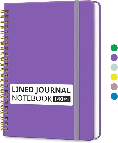 Miniatura 58 de Cuaderno rayado en espiral para mujeres y hombres, 140 páginas, cuaderno de tapa dura con rayas universitarias para trabajo y toma de notas, diarios