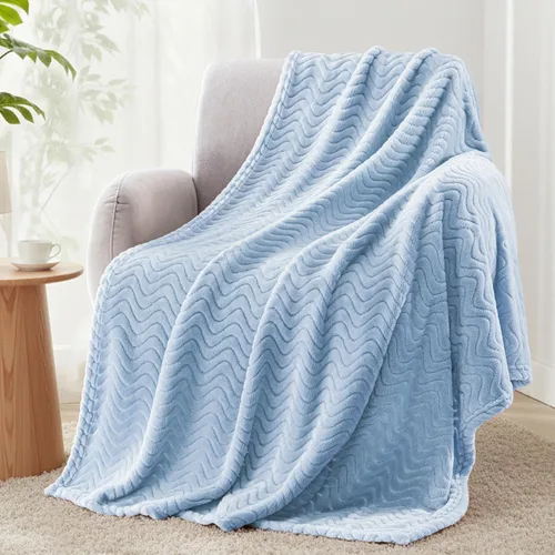 Miniatura 34 de Exclusivo Mezcla - Manta individual para cama, mantas de forro polar ligeras y acogedoras con textura ondulada decorativa, adecuadas para el Verde