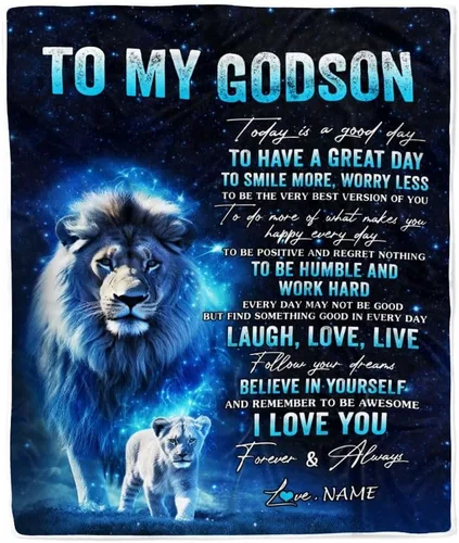 Miniatura 37 de Manta personalizada con texto en inglés «To My Godson», de Godmother Godmother Wolf Moon, My Love for You is Forever Godson Birthday Christmas