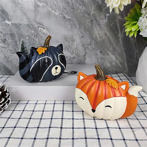 Miniatura 3 de BULINGNA Estatua de calabaza de animales de dibujos animados, escultura de resina pequeña, adorno de escritorio, decoración del hogar, Halloween