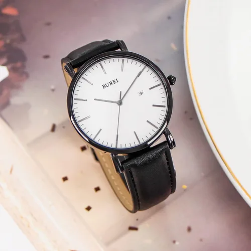 Miniatura 3 de BUREI - Reloj de pulsera analógico para hombre con fecha, extensible de malla de acero inoxidable