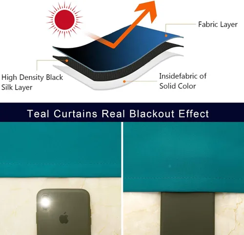 Miniatura 6 de Cortinas opacas verde azulado Pickluc con ojales de 84 pulgadas de largo 2 paneles, cortinas para ventana con bloqueo de luz para sala de estar