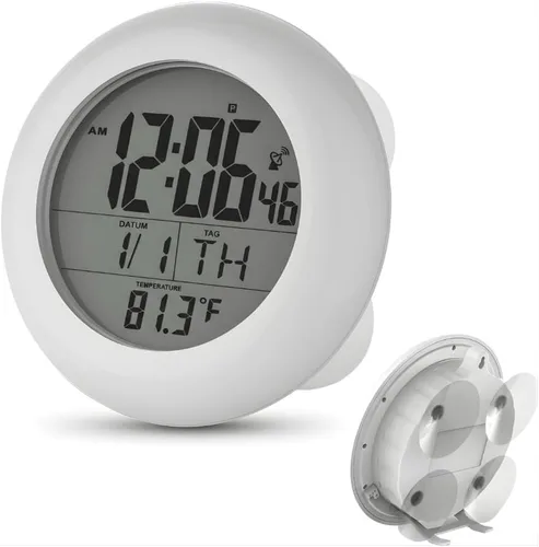 Miniatura 9 de T-4660 Reloj atómico con ventosa resistente al agua, color plateado