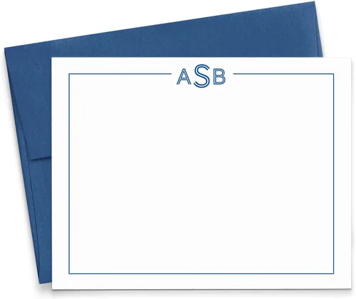 Miniatura 9 de Modern Pink Paper Juego de papelería con monograma de 3 letras para hombres o mujeres TARJETAS DE NOTAS PLANAS, tarjetas de notas con monograma