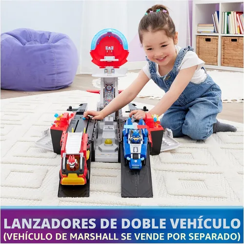 Miniatura 5 de Paw Patrol: The Mighty Movie, Cuartel General Portaaviones, con Figura de Acción de Chase y Mighty Pups Cruiser, Juguetes para Niños y Niñas de 3+