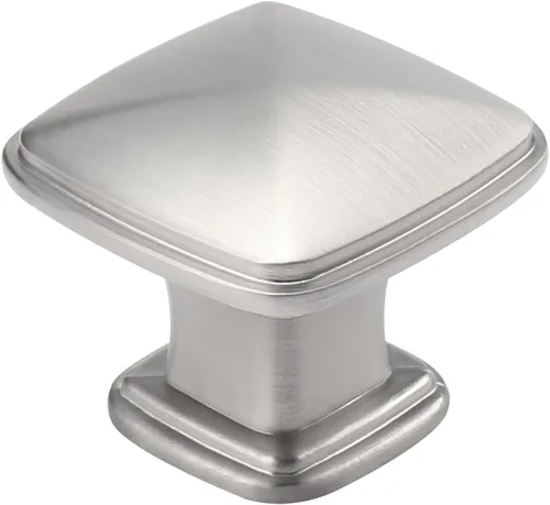 homdiy Paquete de 5 pomos de gabinete de cocina de níquel cepillado para cajones, herrajes cuadrados sólidos plateados para gabinetes de tocador y