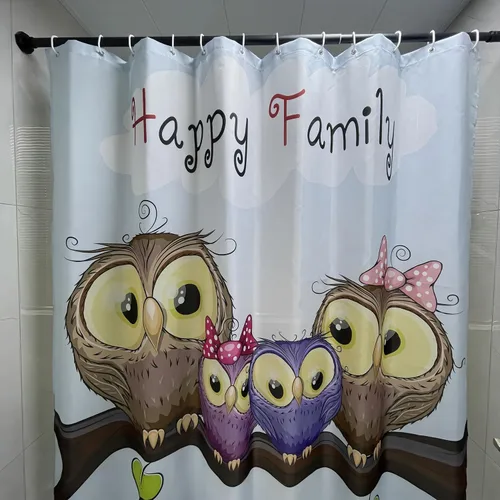 Miniatura 4 de Cortina de ducha de tela, poliéster, impermeable, de secado rápido, con dobladillo ponderado, juego de cortinas para baño