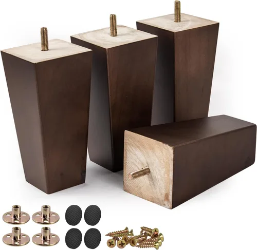 Miniatura 13 de Patas para muebles de madera maciza de 8 pulgadas, 4 pies de repuesto de pirámide de madera moderna de mediados de siglo con pernos roscados de 5/16