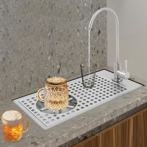 Miniatura 6 de Lavadora de vasos de cristal con grifo, enjuague de jarra de acero inoxidable 304 con boquilla de alta presión multiángulo y bandeja de goteo