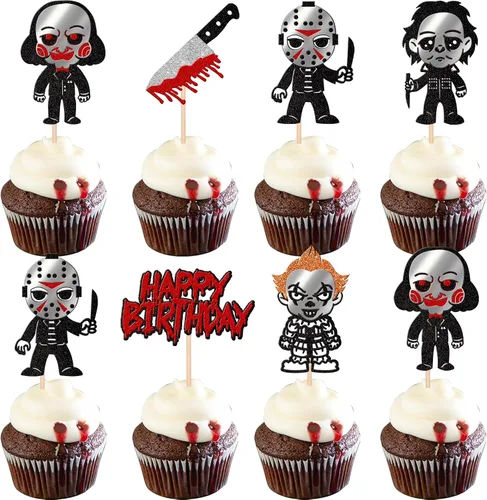 Miniatura 14 de 1 decoración de pastel de terror de Halloween con purpurina para decoración de pastel temática de terror para decoración de pasteles de terror
