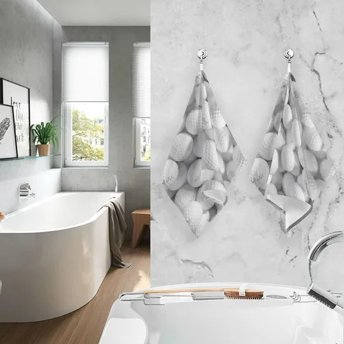 Miniatura 7 de Juego de 2 toallas de algodón blancas para baño, deportes, cocina, toallas de mano suaves y absorbentes, 16 x 28 pulgadas