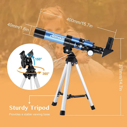 Miniatura 5 de Telescopios AOMEKIE 40/400 con trípode de mesa 2 oculares, telescopios portátiles para principiantes de astronomía con buscador y brújula