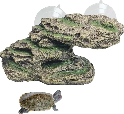 Miniatura 10 de kathson Plataforma para tomar el sol de tortuga, rampa de escalada de tortugas para bebé, esquisto, reptiles, muelle, terraza, piedra, pequeño