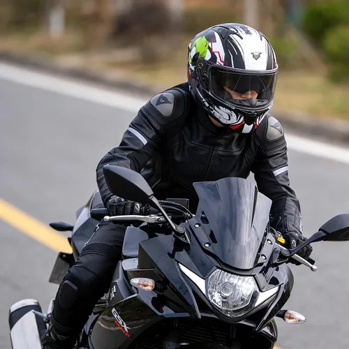 Miniatura 4 de VCOROS Casco integral de doble visera para motocicleta para adultos, Casco de moto de calle y carrera X9 aprobado por DOT con visera negra
