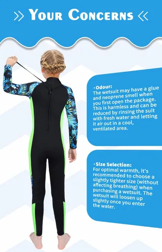 Miniatura 6 de Traje de neopreno para niños de 0.098 pulgadas (0.098 in), traje de cuerpo completo para niños y niñas, natación en agua fría, esnórquel, buceo, surf
