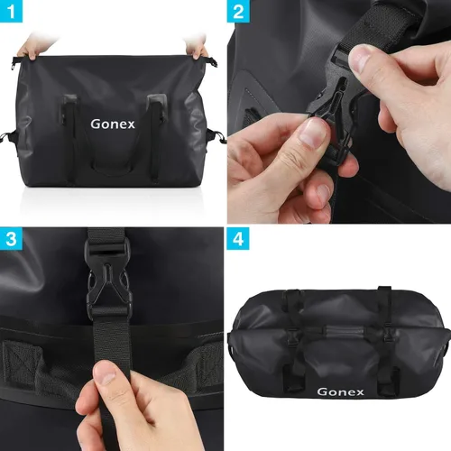 Miniatura 8 de Gonex Bolsa de lona impermeable extra grande de 40 L, 60 L, 80 L, bolsa de lona seca de viaje, bolsa resistente con correas y asas duraderas