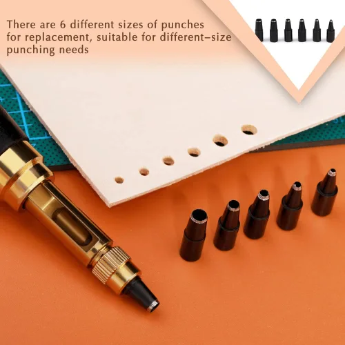 Miniatura 4 de TLKKUE Perforadora Ajustable de Tornillo con Mango de Madera Negra Herramienta Automática de Perforación con 6 Puntas