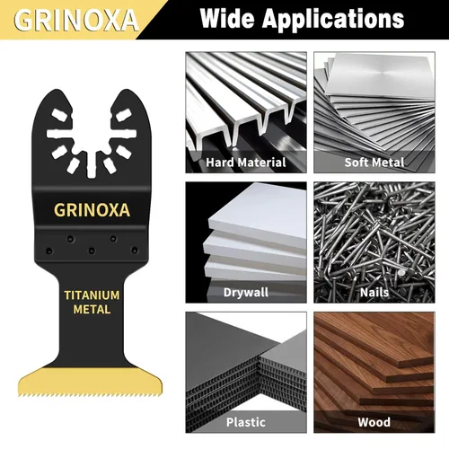 Miniatura 8 de 3 cuchillas oscilantes de titanio, cuchillas multiherramienta universales profesionales para uñas de metal y madera, aptas para Dewalt Milwaukee