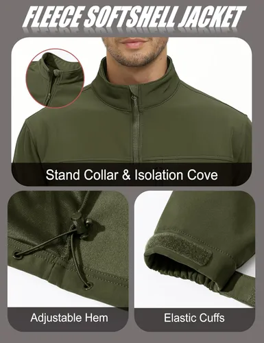 Miniatura 7 de MAGCOMSEN Chaqueta ligera Softshell para hombre, con forro polar, impermeable, cortavientos, para senderismo al aire libre