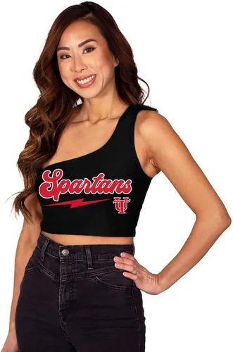 Miniatura 18 de Lojobands Camiseta sin mangas de un hombro para mujer, para portón trasero, talla única Miami University Redhawks - Negro