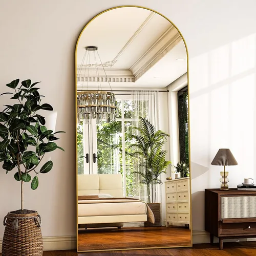 Miniatura 17 de HARRITPURE Espejo Arqueado de Cuerpo Entero - 64"x21" Espejo Grande de Pie con Marco de Aluminio, Espejos de Tocador con Soporte para Dorado-re