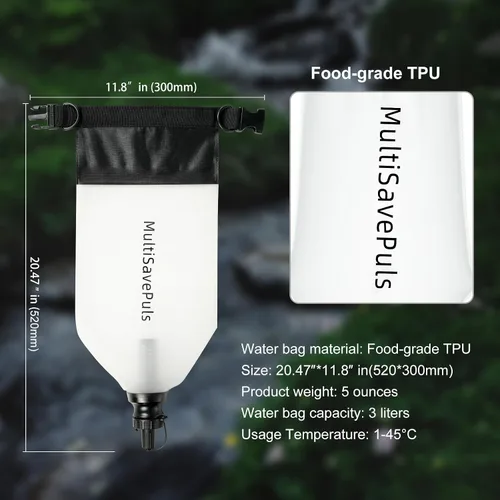 Miniatura 2 de Pajita de Filtro de Agua por Gravedad 3L, Sistema de Filtración de Agua para Camping con Purificador, Purificador de Agua de Supervivencia