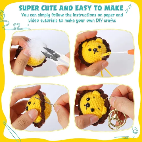 Miniatura 5 de GOZATO Kit de ganchillo para principiantes, kit de animales de ganchillo con tutoriales en video paso a paso, kit de ganchillo fácil