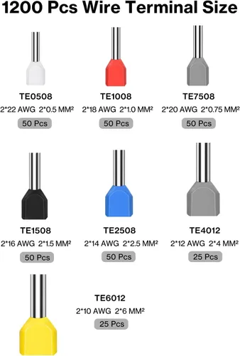 Miniatura 2 de Lytool Kit de herramientas de prensado de virola, alicates de alambre de doble y una línea, crimpadora de virola hexagonal y kit de conector de 1200