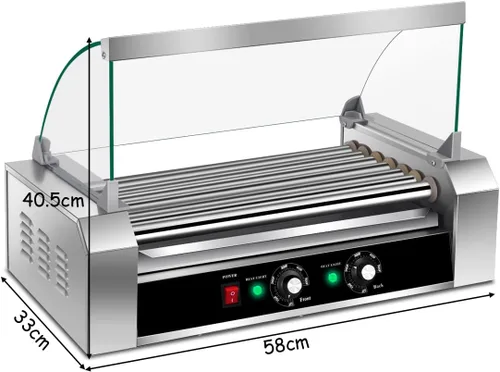 Miniatura 7 de KOTEK Máquina de rodillos para perros calientes, 18 perritos calientes y 7 rodillos antiadherentes, máquina de cocina para parrilla de salchichas