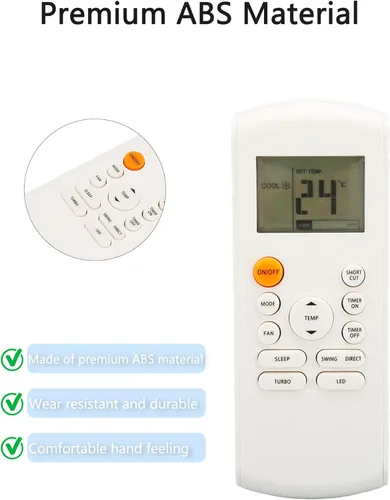 Miniatura 3 de Control remoto de repuesto, control remoto de aire acondicionado, compatible con controles remotos de la serie R57 y RG57 Series R57B1/BGE