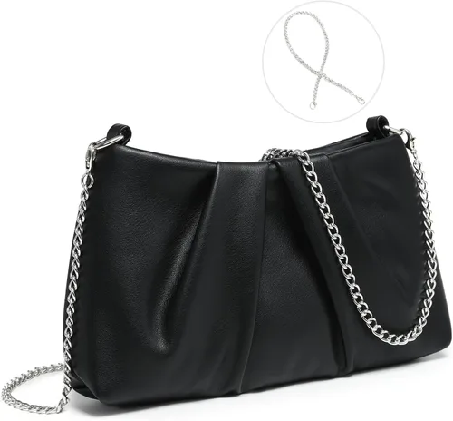 Miniatura 8 de Dasein Elegant Pleated Evening Bag Soft Vegan Leather Clutch Purse Dressy Formal Handbag with 2 Chain Straps for Women