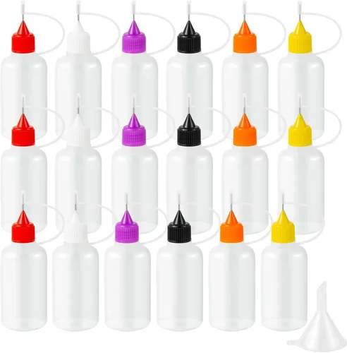 Miniatura 7 de 18 botellas aplicadoras de pegamento con punta de aguja de precisión, 6 colores de 1.0 fl oz / 1 onza botella de punta fina con mini embudo