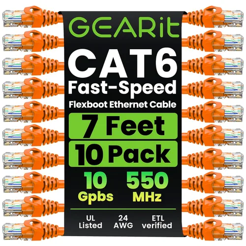 Miniatura 17 de GEARit Cable de conexión Ethernet Cat 6 de 0.5 pies, color negro (paquete de 10), cables de conexión Cat6 de 0.5 pies, cable de conexión
