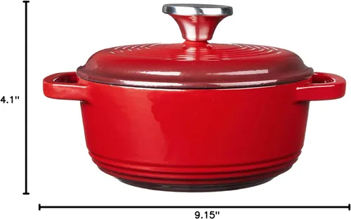 Miniatura 2 de Lodge - Horno holandés de hierro fundido esmaltado de 1.5 cuartos con tapa – Asas duales – Apto para horno hasta 500° F o en estufa - Úselo para Rojo