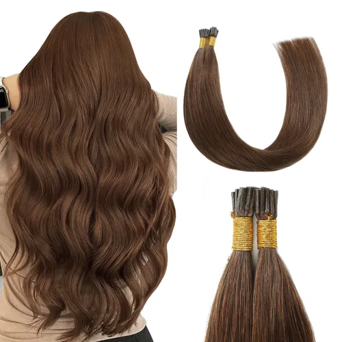Miniatura 13 de Sunya Extensiones de cabello humano con punta en I Tip, 1.76 oz, 50 mechones por paquete, extensiones de cabello con queratina previamente unidas
