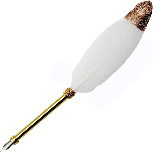 Miniatura 13 de Gullor Pluma de pluma vintage, pluma de inmersión de plumas naturales con caja de regalo, negro y marrón