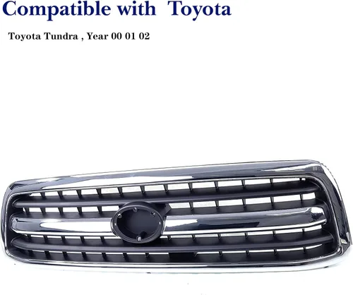 Miniatura 3 de Conjunto de parrilla delantera compatible con Toyota Tundra 2000 2001 2002 Pickup Truck 531000C020 TO1200223 carcasa cromada con inserto negro