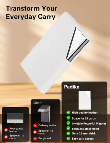 Miniatura 2 de Padike Portador de Tarjetas de Visita, Estuche de Tarjetas de Visita de Cuero Mejorado, Portadores de Tarjetas de Bolsillo para Hombres o Mujeres, Z