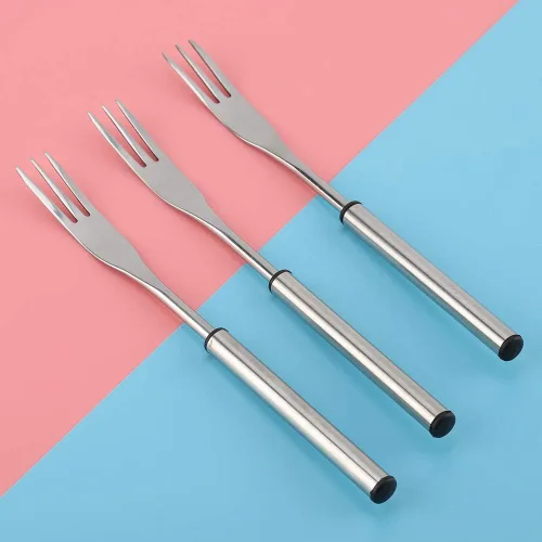 Miniatura 7 de Juego de 6 tenedores para fondue de queso, palitos de fondue de 7.1 pulgadas, tenedor de acero inoxidable para carne asada, chocolate, postre y queso