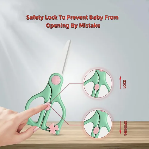 Miniatura 4 de Tijeras de comida para bebés, tijeras de cocina de cerámica seguras para niños pequeños con bloqueo de seguridad y estuche de viaje, las mejores